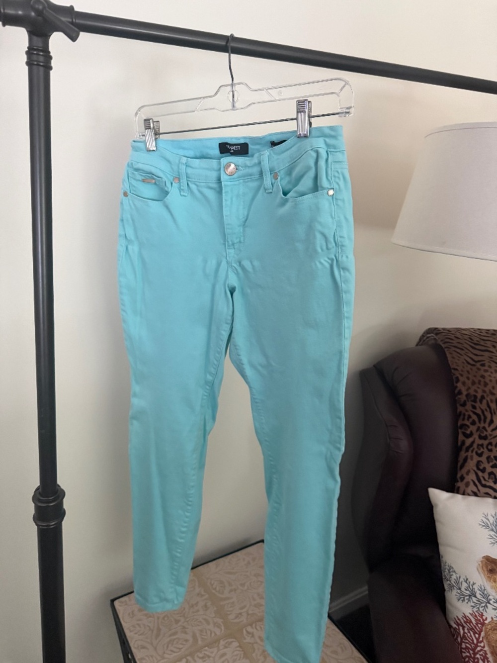 Nine West Turquoise Blue Slim Fit Skinny Denim Pants